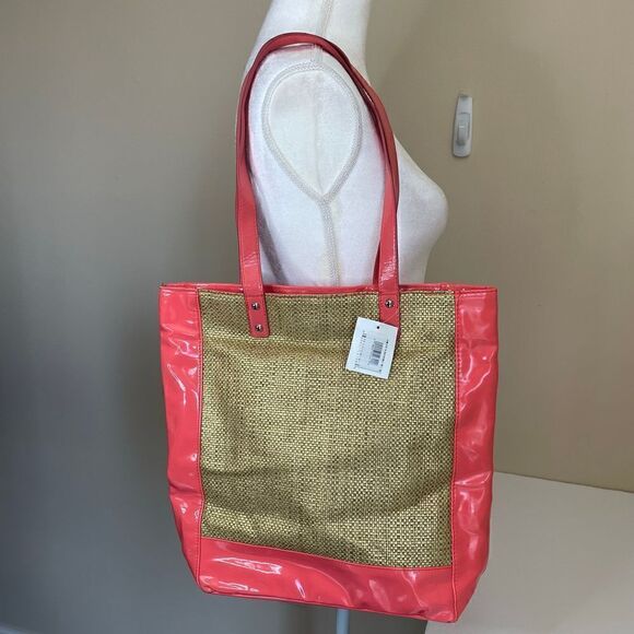 New! Coral Straw| Tote Bag| Inside Pocket| Lightweight - Picture 10 of 12